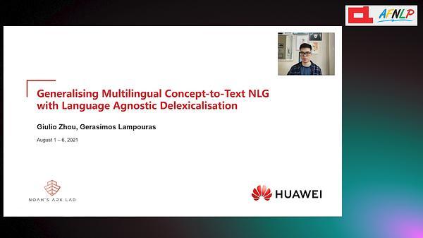 Generalising Multilingual Concept-to-Text NLG with Language Agnostic Delexicalisation