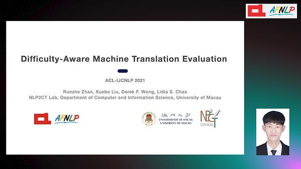 Difficulty-Aware Machine Translation Evaluation