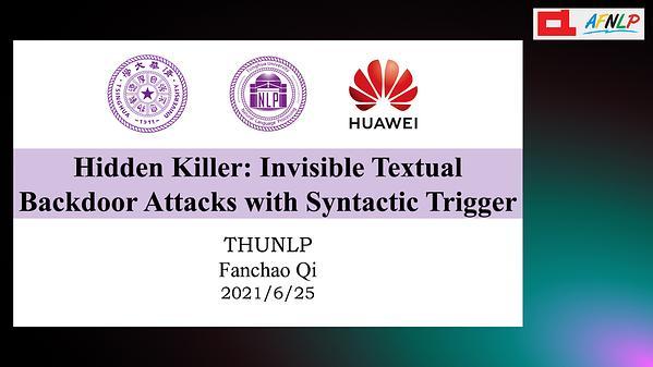 Hidden Killer: Invisible Textual Backdoor Attacks with Syntactic Trigger
