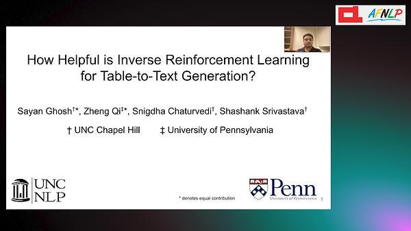 How Helpful is Inverse Reinforcement Learning for Table-to-Text Generation?