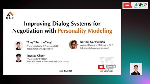 Improving Dialog Systems for Negotiation with Personality Modeling