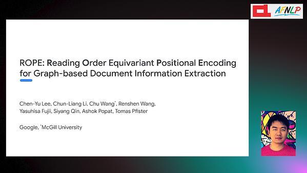 ROPE: Reading Order Equivariant Positional Encoding for Graph-based Document Information Extraction