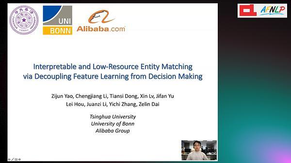 Interpretable and Low-Resource Entity Matching via Decoupling Feature Learning from Decision Making