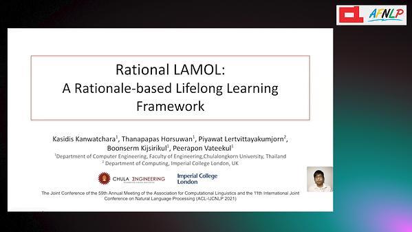 Rational LAMOL: A Rationale-based Lifelong Learning Framework