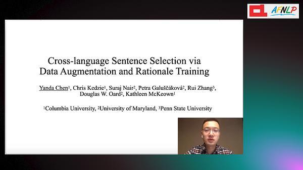 Cross-language Sentence Selection via Data Augmentation and Rationale Training