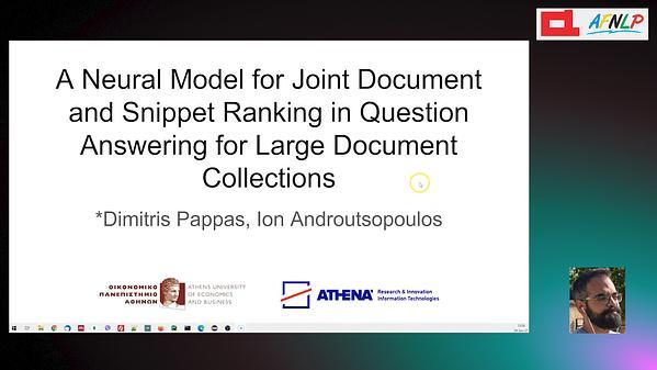 A Neural Model for Joint Document and Snippet Ranking in Question Answering for Large Document Collections