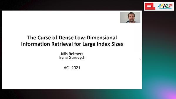 The Curse of Dense Low-Dimensional Information Retrieval for Large Index Sizes
