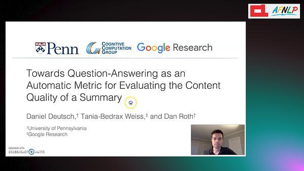 Towards Question-Answering as an Automatic Metric for Evaluating the Content Quality of a Summary