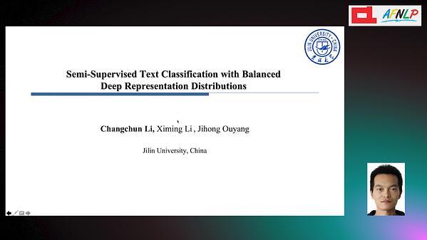 Semi-Supervised Text Classification with Balanced Deep Representation Distributions