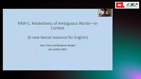 RAW-C: Relatedness of Ambiguous Words in Context (A New Lexical Resource for English)