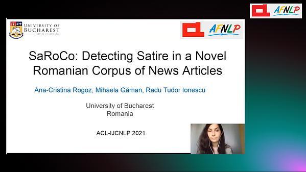 SaRoCo: Detecting Satire in a Novel Romanian Corpus of News Articles