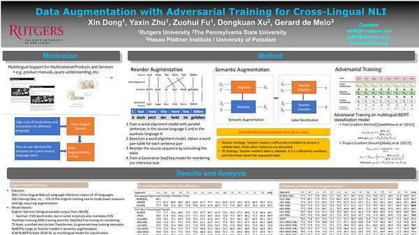 Data Augmentation with Adversarial Training for Cross-Lingual NLI