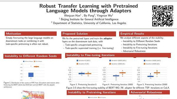 Robust Transfer Learning with Pretrained Language Models through Adapters