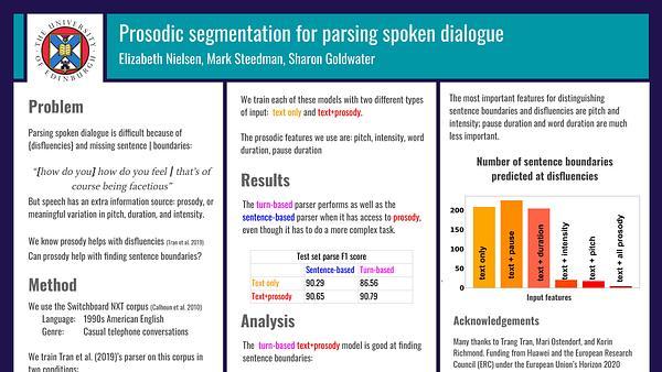 Prosodic segmentation for parsing spoken dialogue