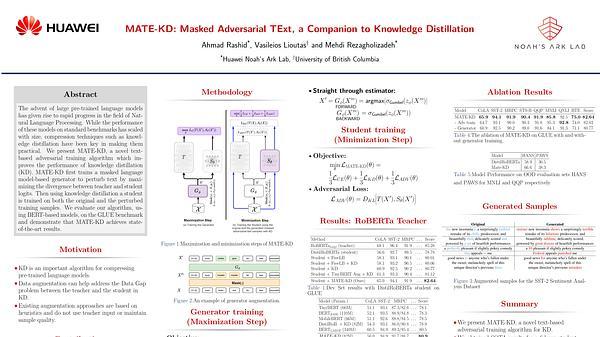 MATE-KD: Masked Adversarial TExt, a Companion to Knowledge Distillation