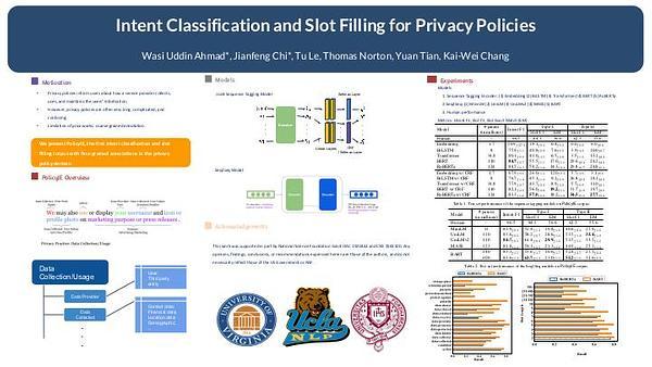 Intent Classification and Slot Filling for Privacy Policies