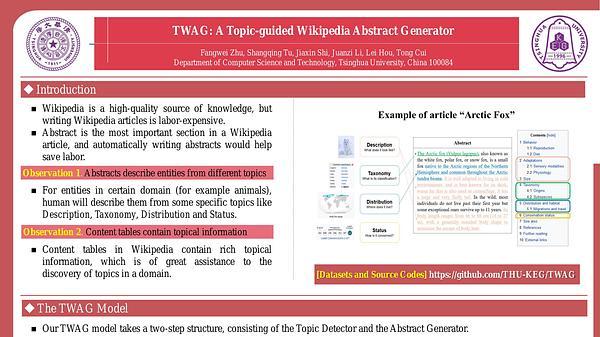 TWAG: A Topic-Guided Wikipedia Abstract Generator