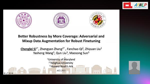 Better Robustness by More Coverage: Adversarial and Mixup Data Augmentation for Robust Finetuning