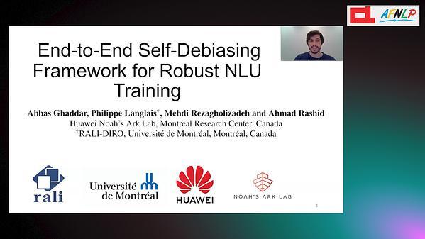 End-to-End Self-Debiasing Framework for Robust NLU Training