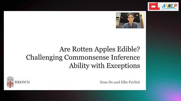 Are Rotten Apples Edible? Challenging Commonsense Inference Ability with Exceptions