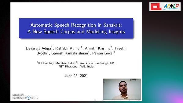 Automatic Speech Recognition in Sanskrit: A New Speech Corpus and Modelling Insights