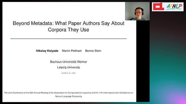 Beyond Metadata: What Paper Authors Say About Corpora They Use