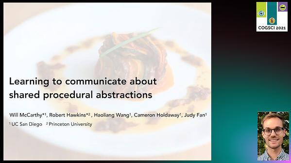 Learning to communicate about shared procedural abstractions