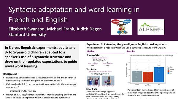 Syntactic adaptation and word learning in French and English