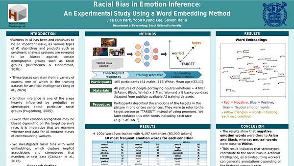 Racial Bias in Emotion Inference: An Experimental Study Using a Word Embedding Method