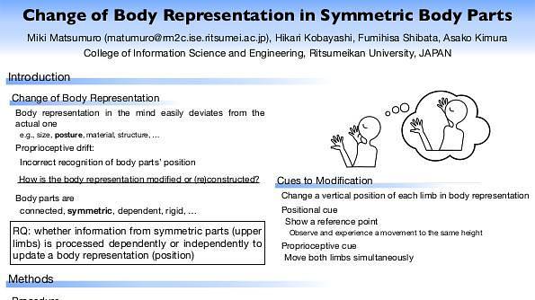 Change of Body Representation in Symmetric Body Parts