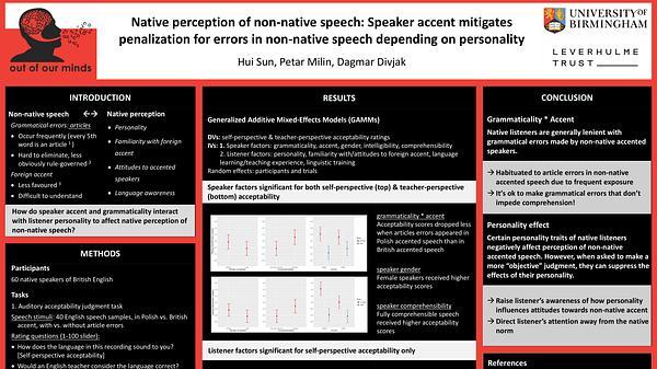 Native perception of non-native speech: Speaker accent mitigates penalization for language errors in non-native speech unless the listener is conscientious