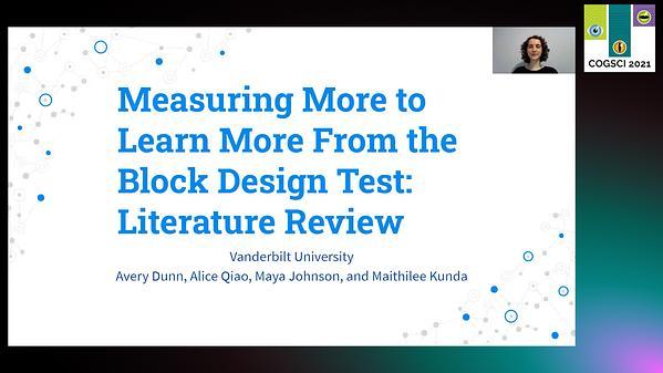 Measuring More to Learn More From the Block Design Test: A Literature Review