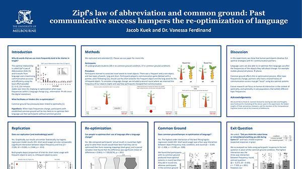 Zipf's law of abbreviation and common ground: Past communicative success hampers the re-optimization of language