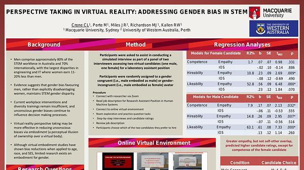 Perspective Taking in Virtual Reality: Addressing Gender Bias in STEM