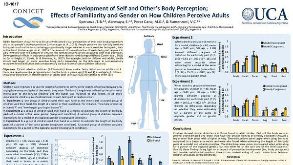 Development of Self and Other’s Body Perception; Effects of Familiarity and Gender on How Children Perceive Adults.