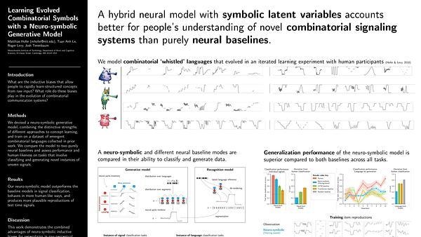 Learning Evolved Combinatorial Symbols with a Neuro-symbolic Generative Model