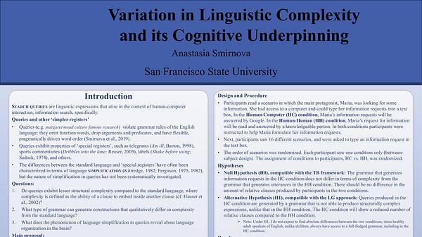 Variation in Linguistic Complexity and its Cognitive Underpinning