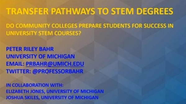 Transfer Pathways to STEM Degrees: Do community colleges prepare students for success in university stem courses?
