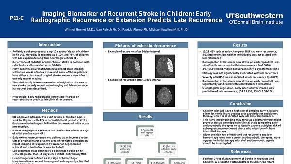 Imaging biomarker of recurrent stroke in children: Early radiographic recurrence or extension predicts late recurrence