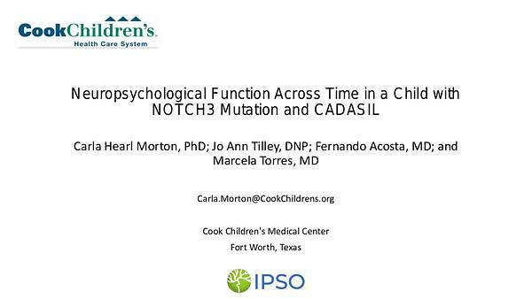 Neuropsychological function across time in a child with NOTCH3 mutation and CADASIL