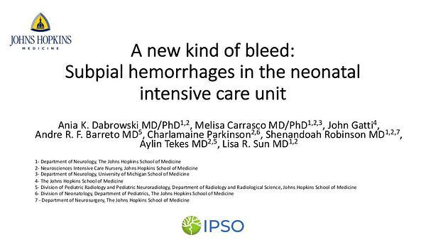 A new kind of bleed: Subpial hemorrhages in the neonatal intensive care unit