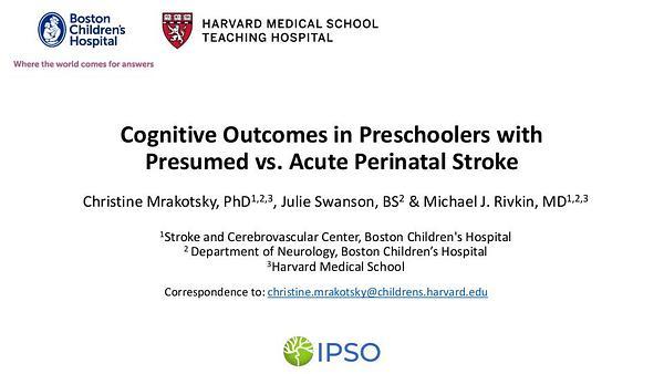 Cognitive outcomes in preschoolers with presumed vs. acute perinatal stroke