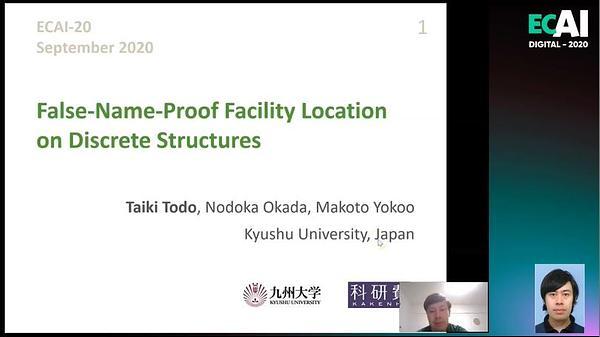 False-Name-Proof Facility Location on Discrete Structures