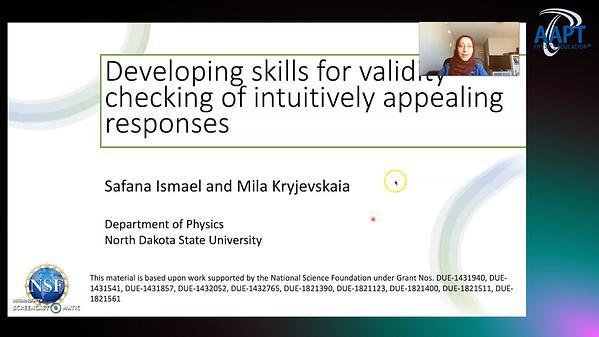 Developing skills for validity checking of intuitively appealing responses