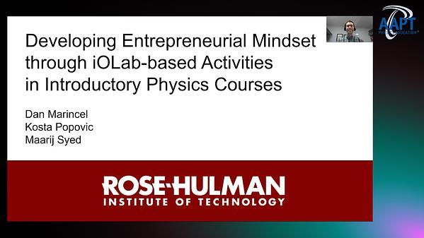 Developing Entrepreneurial Mindset through iOLab-based Activities in Introductory Physics Courses
