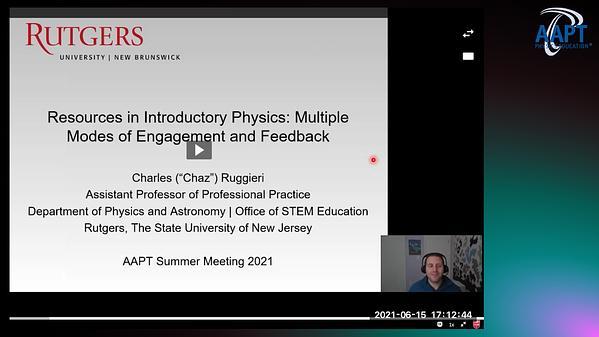 Resources in Introductory Physics: Multiple Modes of Engagement and Feedback