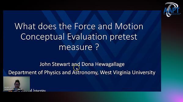 What does the Force and Motion Conceptual Evaluation pretest measure?