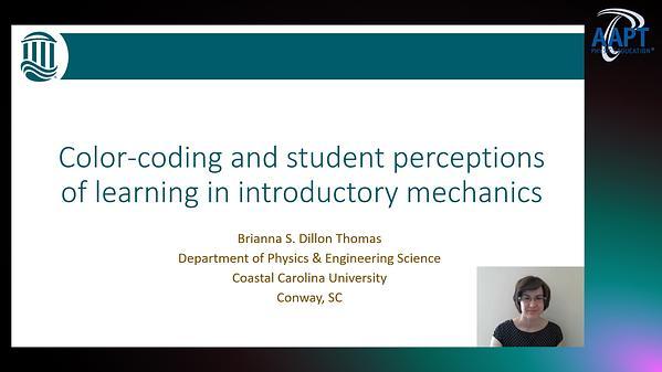 Color-coding and student perceptions of learning in introductory mechanics