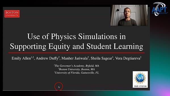 Use of physics simulations in supporting equity and student learning