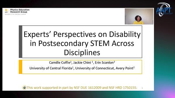 Experts’ Perspectives on Disability in Postsecondary STEM Across Disciplines
